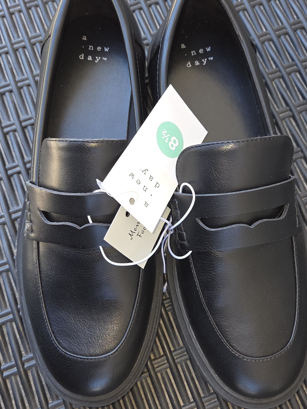 a new day Black Men’s Faux-Leather Penny Loafers